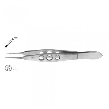 Castroviejo Suture Tying Forceps Angled - 1 x 2 Teeth with Tying Platform Stainless Steel